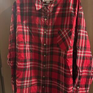 Ava & Viv Red Plaid Casual Button Down Shirt